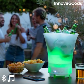 Светеща LED кофа за лед с тонколонка InnovaGoods Sonice