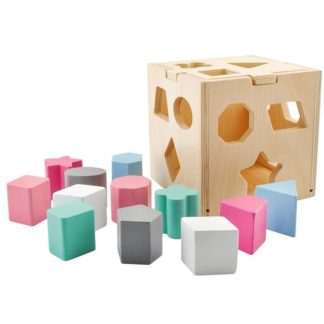 Детско дървено образователно кубче за сортиране