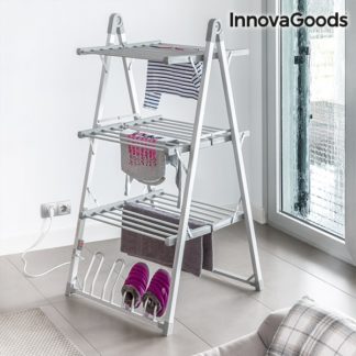 Вертикален електрически сушилник за дрехи и обувки с 30 решетки InnovaGoods 300W - сив