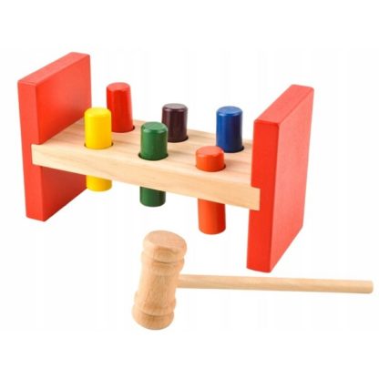 Дървена играчка чук за монтиране на дървени блокчета