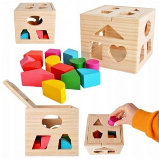 Дървено кубче за сортиране на форми