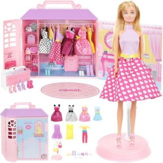 Детска къща за кукли с различни стилове дрехи и аксесоари
