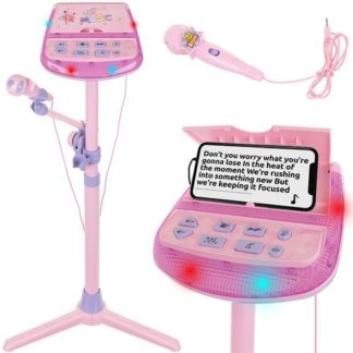 Караоке система за деца със стойка и микрофон - розов