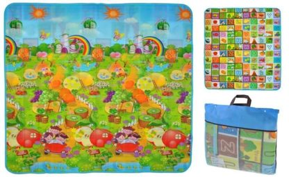Двулицева детска постелка за игра с цветни форми