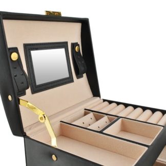 Кутия за бижута с ключ в черен елегантен цвят