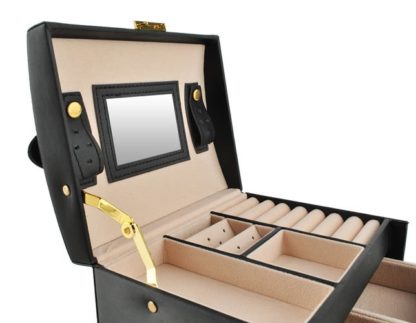 Кутия за бижута с ключ в черен елегантен цвят