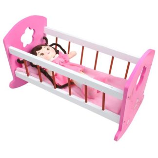 Легло за кукли от дърво в розов цвят