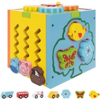 Образователни играчки - дървен куб за игра