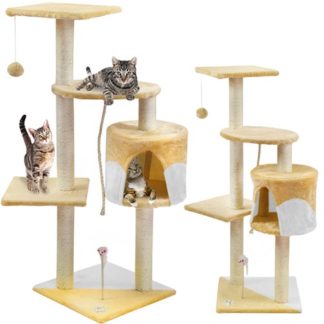 Котешки игри - дърво за точене на нокти с къщи и тераси