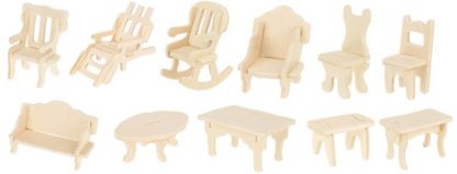 Дървени мебели за къща за кукли - комплект от 34 мебела