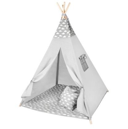Детска палатка за стая в сиво с възглавници