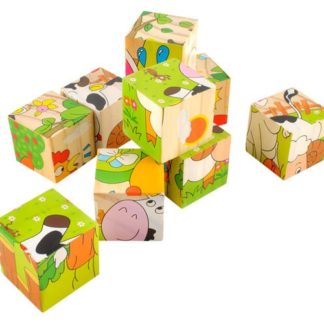 Детски пъзел с кубчета - различни животни