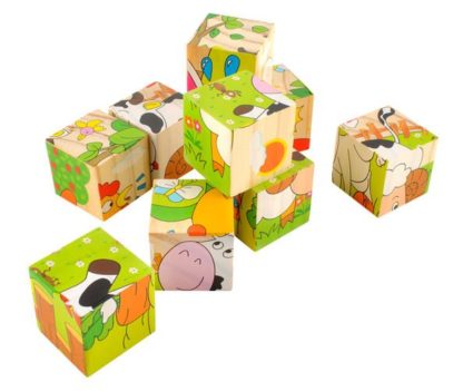 Детски пъзел с кубчета - различни животни
