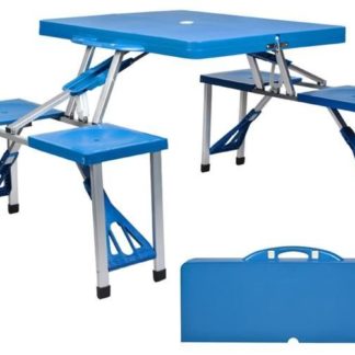 Комплект за къмпинг - маса и 4 стола в синьо