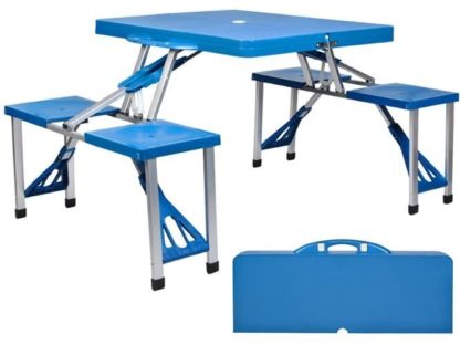Комплект за къмпинг - маса и 4 стола в синьо