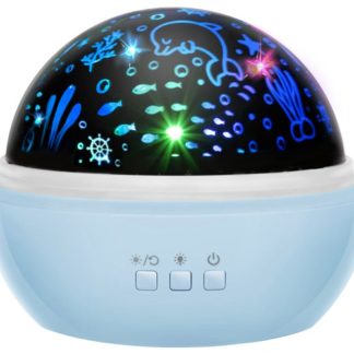 Детска нощна лампа с проектор в синьо
