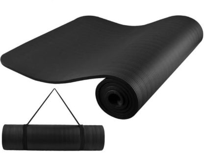 Дебела постелка за фитнес 1 см в черен цвят