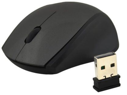 Мини безжична мишка за компютър в черен цвят