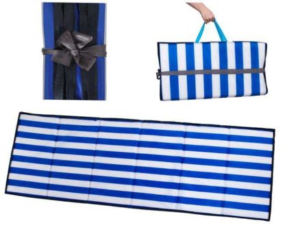 Постелка за плаж с дебелина 2 см в сини бели ивици